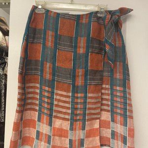 Ann Taylor Orange & Teal Wrap Skirt. Size 4. Office Work. Fall Summer. NWOT